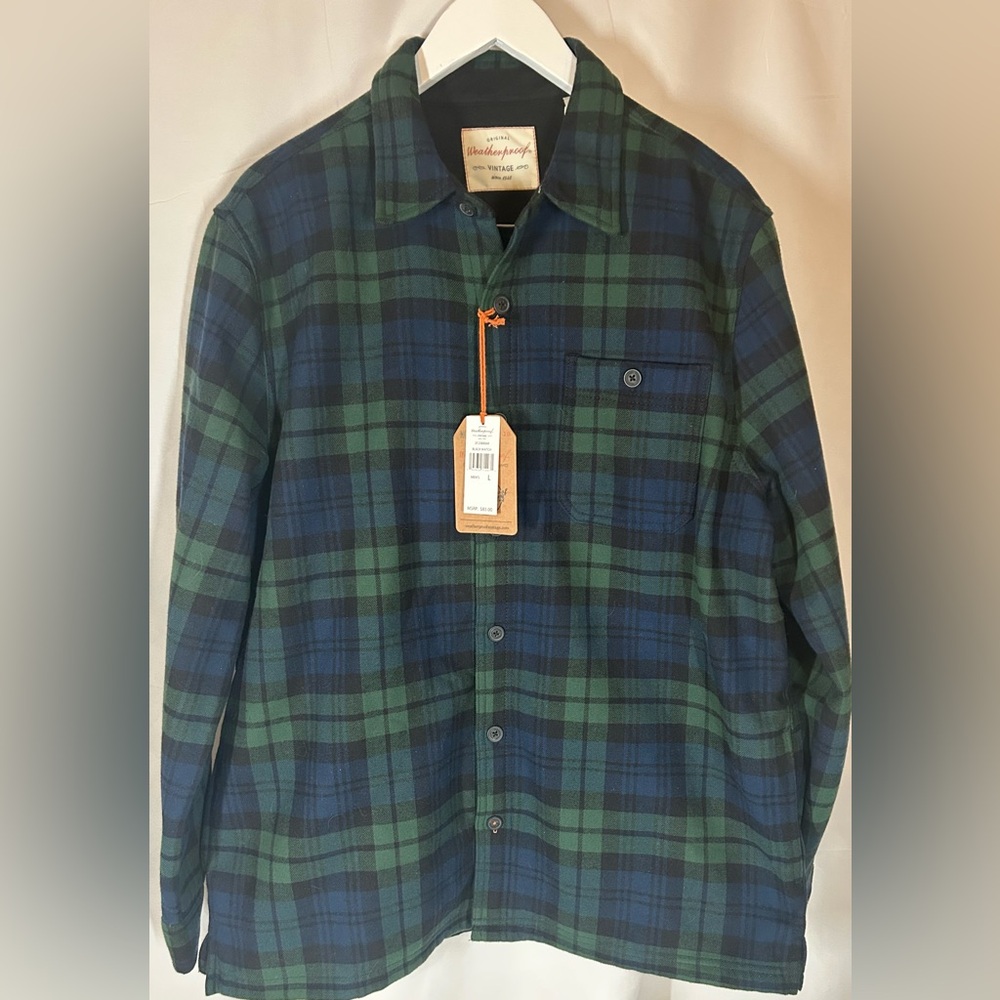 Weatherproof Men's Green and Blue Plaid Shirt/jacket size large